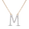 Thumbnail Image 1 of Diamond Letter M Necklace 1/10 ct tw Round 14K Yellow Gold 16.75&quot;