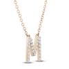 Thumbnail Image 2 of Diamond Letter M Necklace 1/10 ct tw Round 14K Yellow Gold 16.75&quot;