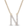 Thumbnail Image 0 of Diamond Letter N Necklace 1/10 ct tw Round 14K Yellow Gold 16.75"