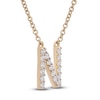 Thumbnail Image 1 of Diamond Letter N Necklace 1/10 ct tw Round 14K Yellow Gold 16.75"