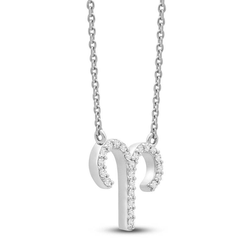 Main Image 2 of Diamond Aries Necklace 1/10 ct tw Round 14K White Gold 17&quot;