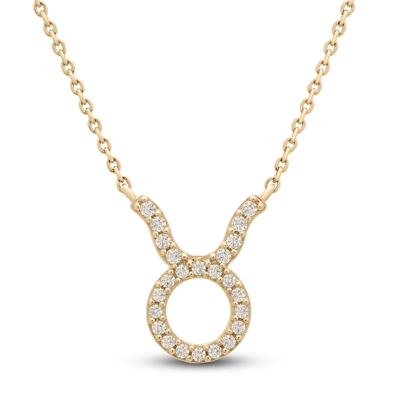 Main Image 1 of Diamond Taurus Necklace 1/10 ct tw Round 14K Yellow Gold 17&quot;