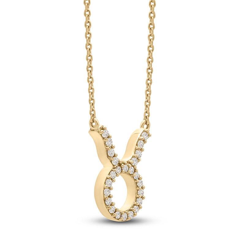 Main Image 2 of Diamond Taurus Necklace 1/10 ct tw Round 14K Yellow Gold 17&quot;