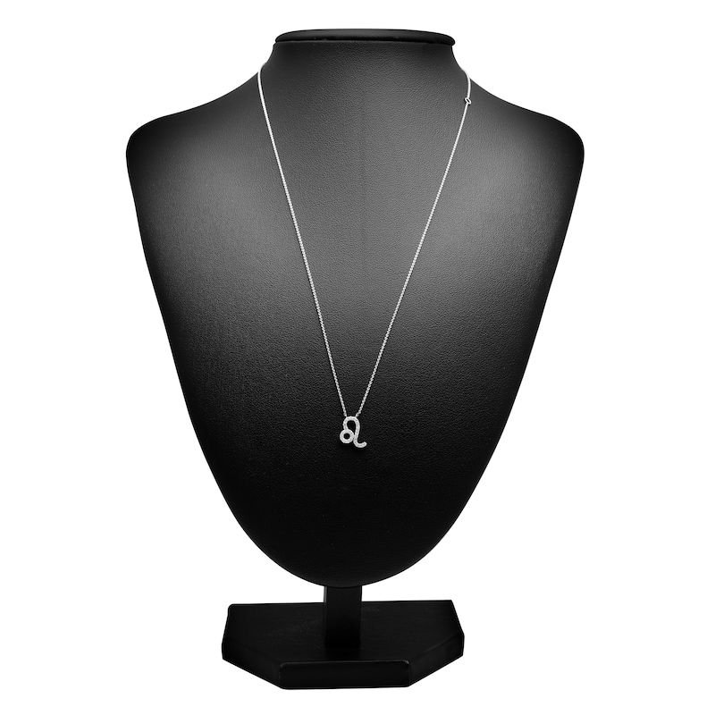 Main Image 3 of Diamond Leo Necklace 1/10 ct tw Round 14K White Gold 17&quot;