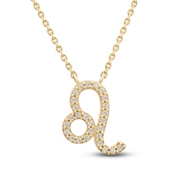 Diamond Leo Necklace 1/10 ct tw Round 14K Yellow Gold 17&quot;