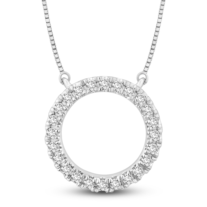 Main Image 1 of Diamond Circle Pendant Necklace 1/5 ct tw Round 14K White Gold 18&quot;