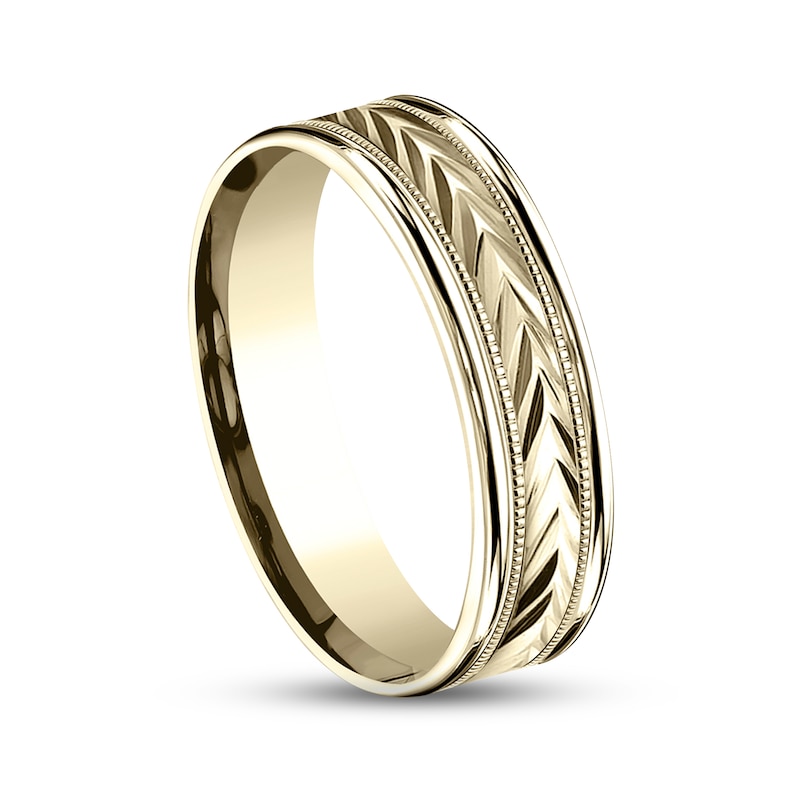 Wheat Milgrain Wedding Band 14K Yellow Gold 6.0mm