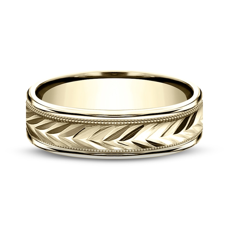 Wheat Milgrain Wedding Band 14K Yellow Gold 6.0mm