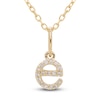 Thumbnail Image 1 of Diamond Letter E Pendant Necklace 1/20 ct tw Round 10K Yellow Gold 18&quot;