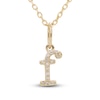 Thumbnail Image 1 of Diamond Letter F Pendant Necklace 1/20 ct tw Round 10K Yellow Gold 18&quot;