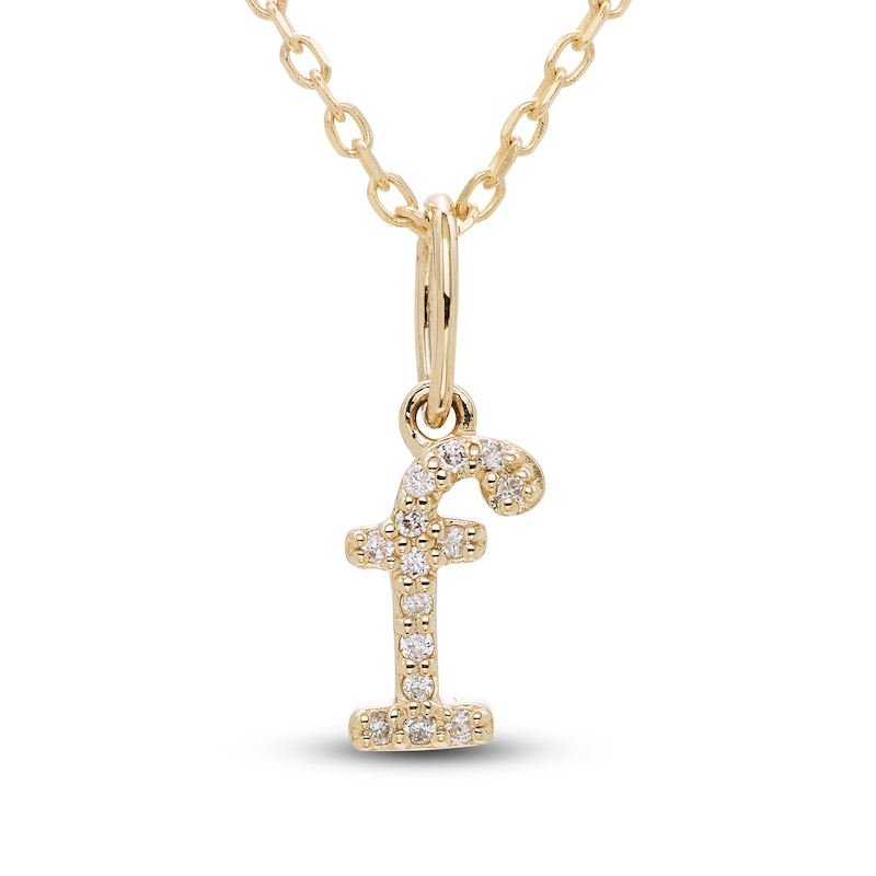 Main Image 1 of Diamond Letter F Pendant Necklace 1/20 ct tw Round 10K Yellow Gold 18&quot;