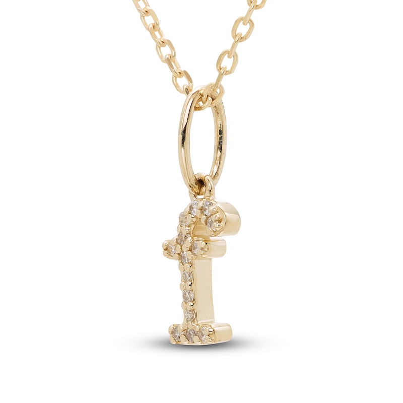 Main Image 2 of Diamond Letter F Pendant Necklace 1/20 ct tw Round 10K Yellow Gold 18&quot;