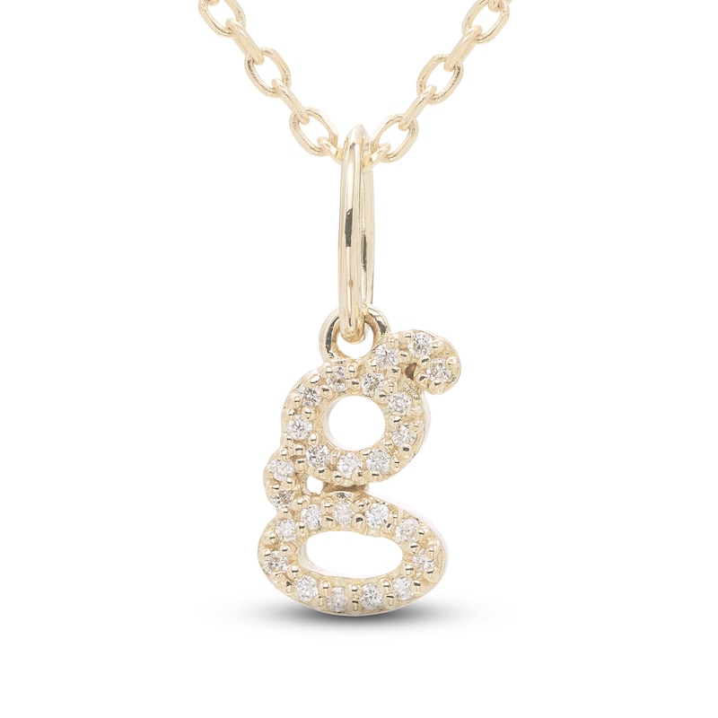 Main Image 1 of Diamond Letter G Pendant Necklace 1/20 ct tw Round 10K Yellow Gold 18&quot;