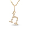 Thumbnail Image 1 of Diamond Letter H Pendant Necklace 1/20 ct tw Round 10K Yellow Gold 18&quot;