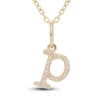 Thumbnail Image 1 of Diamond Letter P Pendant Necklace 1/20 ct tw Round 10K Yellow Gold 18&quot;