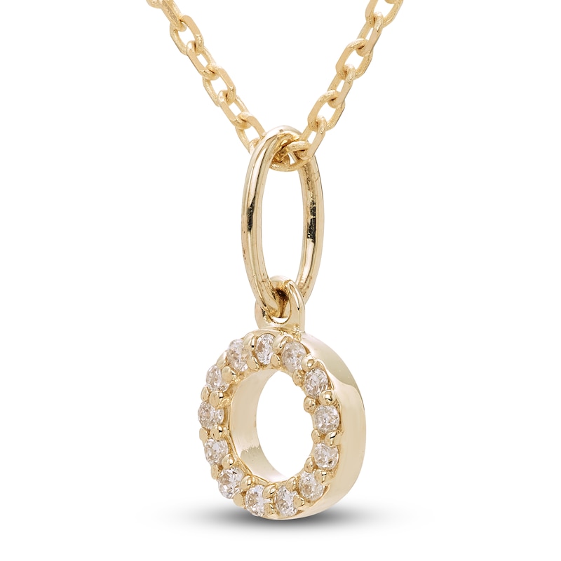 Main Image 2 of Diamond Letter O Pendant Necklace 1/20 ct tw Round 10K Yellow Gold 18&quot;