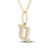 Thumbnail Image 2 of Diamond Letter U Pendant Necklace 1/20 ct tw Round 10K Yellow Gold 18&quot;