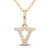 Thumbnail Image 1 of Diamond Letter V Pendant Necklace 1/20 ct tw Round 10K Yellow Gold 18&quot;