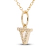 Thumbnail Image 2 of Diamond Letter V Pendant Necklace 1/20 ct tw Round 10K Yellow Gold 18&quot;