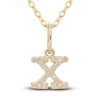 Thumbnail Image 1 of Diamond Letter X Pendant Necklace 1/20 ct tw Round 10K Yellow Gold 18&quot;