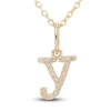 Thumbnail Image 1 of Diamond Letter Y Pendant Necklace 1/20 ct tw Round 10K Yellow Gold 18&quot;