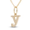 Thumbnail Image 2 of Diamond Letter Y Pendant Necklace 1/20 ct tw Round 10K Yellow Gold 18&quot;