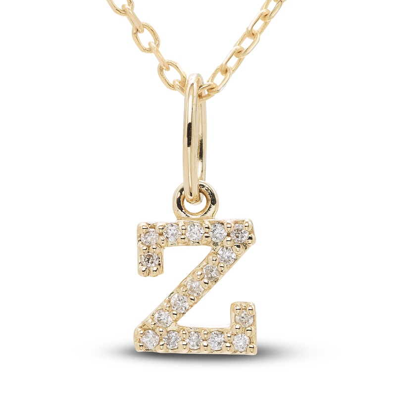 Main Image 1 of Diamond Letter Z Pendant Necklace 1/20 ct tw Round 10K Yellow Gold 18&quot;