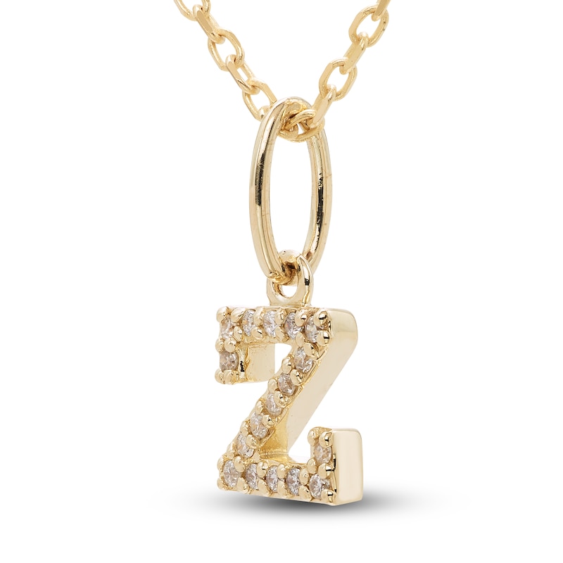 Main Image 2 of Diamond Letter Z Pendant Necklace 1/20 ct tw Round 10K Yellow Gold 18&quot;