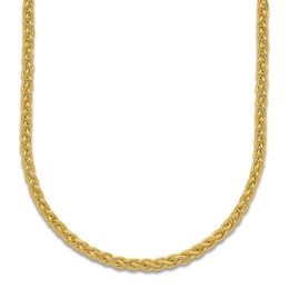 High-Polish Wheat Chain Necklace 24K Yellow Gold 24&quot; 2.5mm