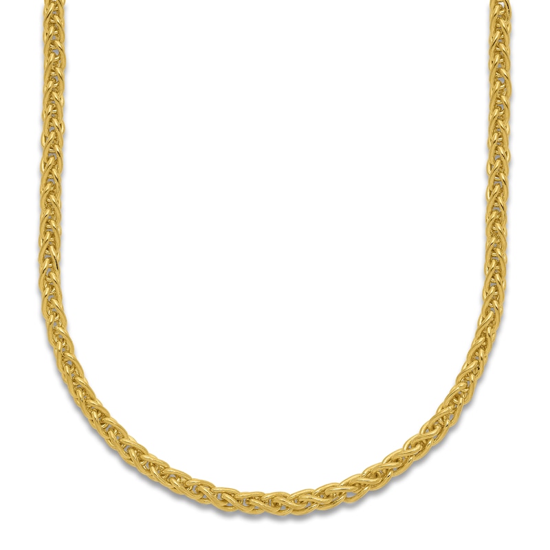 Main Image 1 of High-Polish Wheat Chain Necklace 24K Yellow Gold 24&quot; 2.5mm