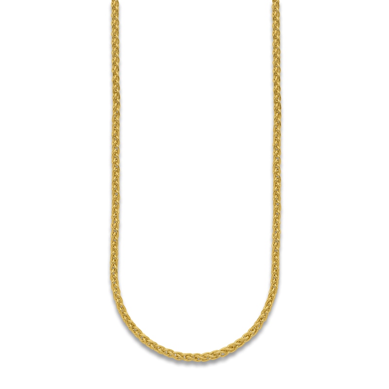 Main Image 2 of High-Polish Wheat Chain Necklace 24K Yellow Gold 24&quot; 2.5mm