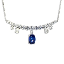 Jared Atelier Natural Blue Sapphire & Diamond Necklace 8 ct tw Platinum 17&quot;