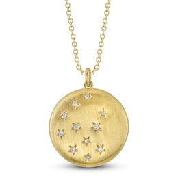 Shy Creation Diamond Star Circle Pendant Necklace 1/20 ct tw 14K Yellow Gold SC55020163V3