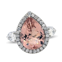 Jared Atelier Pear-Shaped Natural Morganite & Diamond Ring 2-1/4 ct tw Platinum