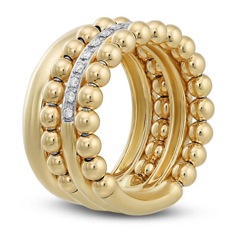 Main Image 2 of Italia D'Oro Diamond Faux Bead Stack Ring 1/5 ct tw Round 14K Yellow Gold