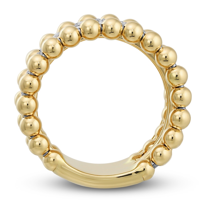 Main Image 4 of Italia D'Oro Diamond Faux Bead Stack Ring 1/5 ct tw Round 14K Yellow Gold