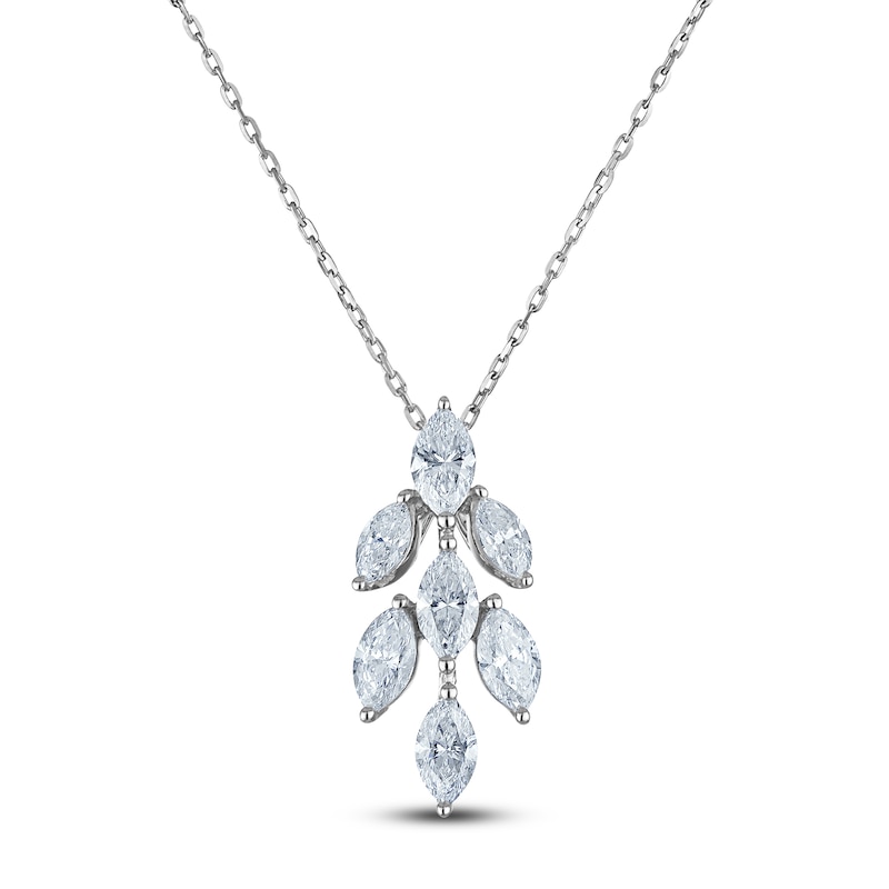 Main Image 1 of Marquise-Cut Diamond Pendant Necklace 1 ct tw 14K White Gold