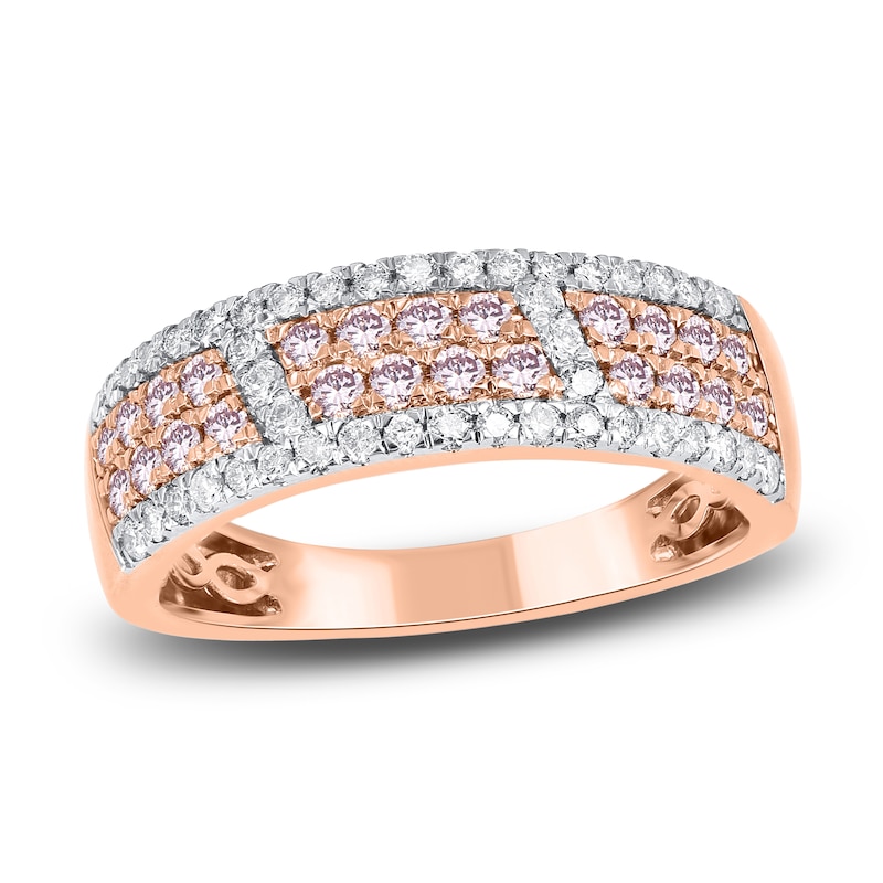 Main Image 1 of White & Pink Diamond Anniversary Ring 3/4 ct tw 14K Rose Gold