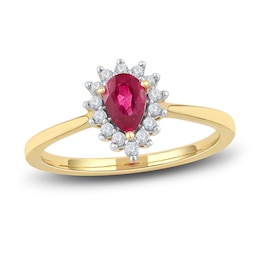 Pear-Shaped Natural Ruby Ring 1/6 ct tw 14K Yellow Gold