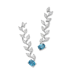 Jared Atelier Natural Blue Zircon & Diamond Earrings 8-7/8 ct tw Platinum