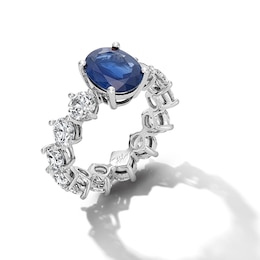 Jared Atelier Natural Blue Sapphire & Diamond Ring 4-3/4 ct tw Platinum