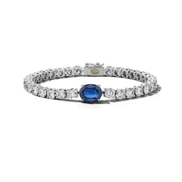 Jared Atelier Natural Blue Sapphire & Diamond Tennis Bracelet 13-5/8 ct tw Platinum