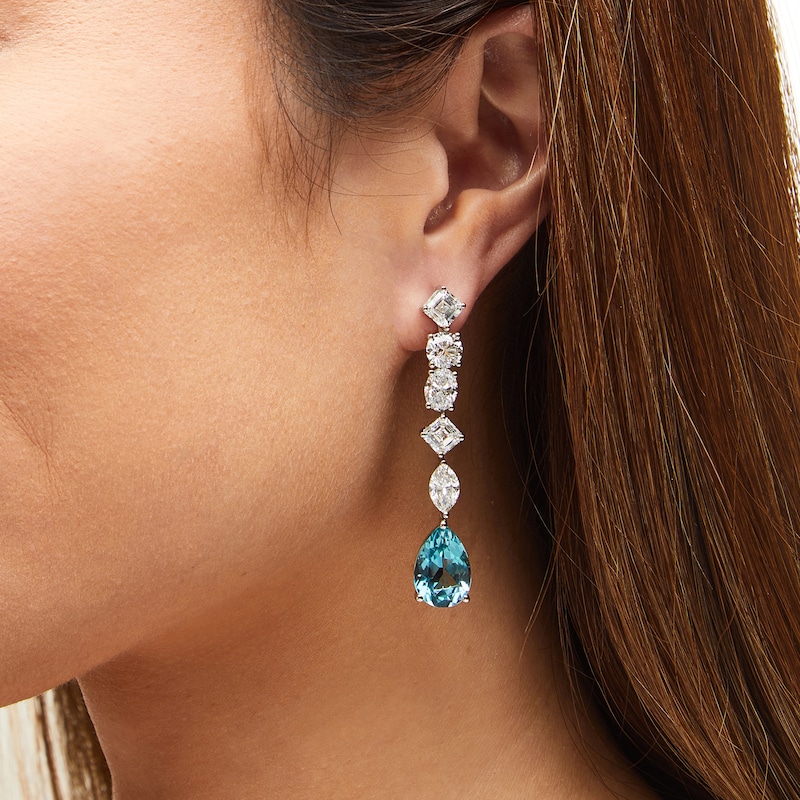 Main Image 2 of Jared Atelier Natural Blue Topaz & Diamond Drop Earrings 9-7/8 ct tw Platinum