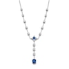 Thumbnail Image 1 of Jared Atelier Natural Blue Sapphire & Diamond Flower Y-Drop Necklace 8 ct tw Platinum 19&quot;