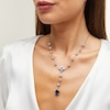 Thumbnail Image 2 of Jared Atelier Natural Blue Sapphire & Diamond Flower Y-Drop Necklace 8 ct tw Platinum 19&quot;