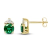 Thumbnail Image 1 of Lab-Created Emerald & Diamond Earrings 1/10 ct tw 10K Yellow Gold