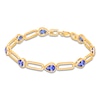 Thumbnail Image 1 of Kallati Pear-Shaped Natural Tanzanite & Diamond Accent Paperclip Link Bracelet 14K Yellow Gold 7&quot;