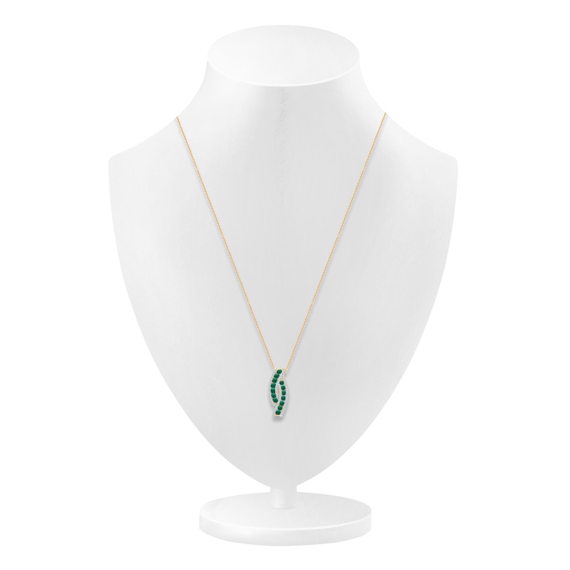 Main Image 4 of Kallati Emerald & Diamond Curve Necklace 3/8 ct tw 14K Yellow Gold 18&quot;