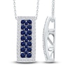 Thumbnail Image 2 of Kallati Blue Natural Sapphire & Diamond Pendant Necklace 1/3 ct tw Round 14K White Gold 18&quot;