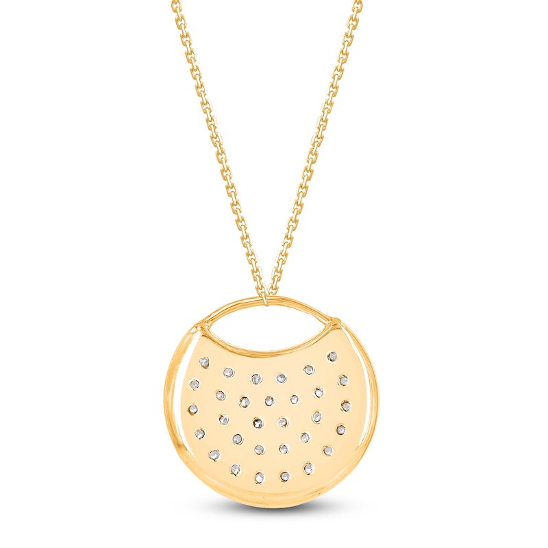 Diamond Pavé Circle Necklace 1/6 ct tw 14K Yellow Gold 18"